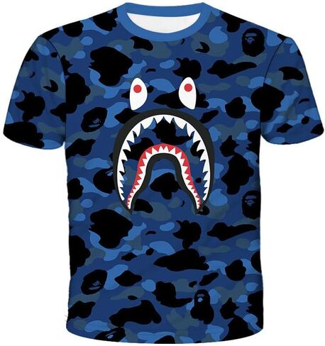 Fashion Camo Shark Shirt Big Mouth Track Shirt Summer Beach T-Shirt for Men Women in Saudi Arabia