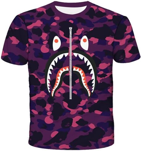 Fashion Camo Shark Shirt Big Mouth Track Shirt Summer Beach T-Shirt for Men Women in Saudi Arabia