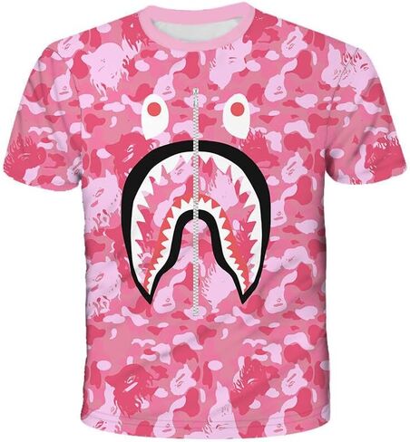 Fashion Camo Shark Shirt Big Mouth Track Shirt Summer Beach T-Shirt for Men Women in Saudi Arabia