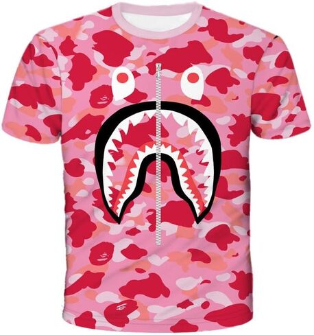 Fashion Camo Shark Shirt Big Mouth Track Shirt Summer Beach T-Shirt for Men Women in Saudi Arabia