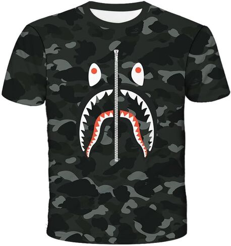 Fashion Camo Shark Shirt Big Mouth Track Shirt Summer Beach T-Shirt for Men Women in Saudi Arabia