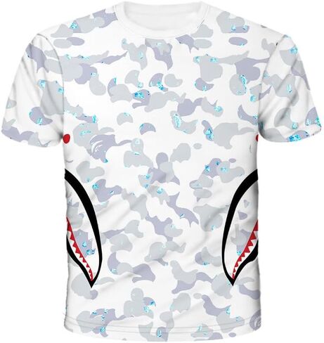 Fashion Camo Shark Shirt Big Mouth Track Shirt Summer Beach T-Shirt for Men Women in Saudi Arabia