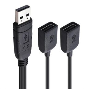 Cable Matters USB 2.0 A Male to Female USB Splitter 1 in 2 out - 1ft, USB Y Splitter Hub with 480Mbps Data Transfer, BC 1.2 Charging Support, USB Power Splitter