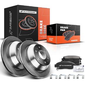A-Premium 12.80 inch (325mm) Rear Vented Disc Brake Rotors + Ceramic Pads kit Compatible with Select Chevy, Buick, GMC, Isuzu, Oldsmobile and Saab Models - Envoy, 9-7x, Rainier, Trailblazer, Rainier