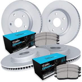 R1 Concepts Front Rear Brakes and Rotors Kit |Front Rear Brake Pads| Brake Rotors and Pads| Ceramic Brake Pads and Rotors|fits 2011-2018 Audi A8 Quattro