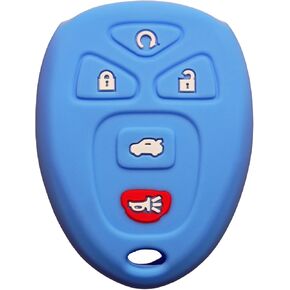 Smart Key Fob Cover Case Protector Keyless Remote Holder for Buick Gmc Chevrolet Cadillac Special KOBGT04A（ Light Blue）