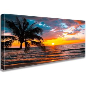Beach Sunset Wall Art Sea Sunset Art Ocean Canvas Prints Wave Canvas Small Framed Pictures Paintings Artwork for Home Decor (D)