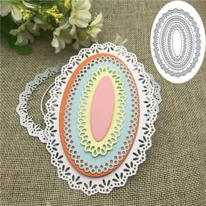 6pcs/Set Oval Circle Metal Cutting Dies, DIY Scrapbooking Cards Decorative Embossing Paper Dies for Album Card Making