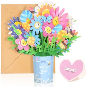 shynek Pop Up Greeting Cards, Cherry Blossoms Birthday Card Pink, 12 Inch Paper Flowers Bouquet Cards for Mother's Day, Get Well Gifts for Women, 3D Floral with Note Card & Envelope for All Occasion