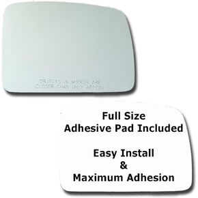 Mirror Glass + Full Size Adhesive Pad for 2005-2009 Land Rover Range Rover Passenger Side Replacement - Dim Fit Over (2005 2006 2007 2008 2009 05 06 07 08 09)