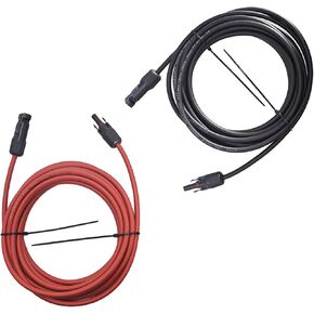 findmall 1 Pair of 20 Ft Black + Red Solar Panel Extension Cable Wire Connector 10AWG