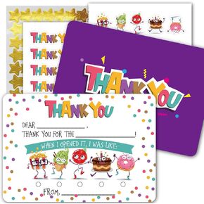 Party Treats Thank You Cards – 25pcs Double Sided 4.25x6 Unicorn Thank You Cards With 25 Envelopes – Magical Cards For Baby Shower, Birthday Party And Girls Birthday Party Supplies …