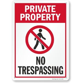 SmartSign 14 x 10 inch “Private Property - No Trespassing" Metal Sign, 40 mil Laminated Rustproof Aluminum, Red, Black and White