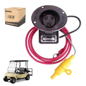 48 Volt Charger Receptacle and Fuse Assembly for Club Car DS 2000-up Electric Golf Cart, OEM# 1018021-01 1018468-01