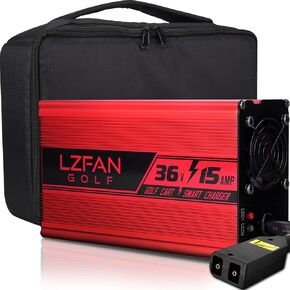 Golf Cart Charger 15AMP EZGO TXT Battery Charger for 36 Volt Golf Carts -D style plug with Extended Power Cord and Protective Case