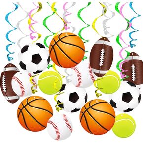 Sports Hanging Swirls Banner Decor 60 Pieces Foil Ceiling Hanging Swirls Streams Banner Decorations Garland for Kids Sport Celebrating Events Birthday Party Supplies Room Wall Decor