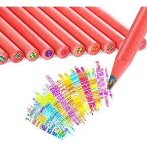TINNIVI 12 Colors Rainbow Pencils for Kids, 12 Pieces Rainbow Colored Pencil Art Presents for Adult, Red Wooden Multi Colored Pencils Bulk Cool Supplies for Coloring Drawing Sketching, Pre-sharpened