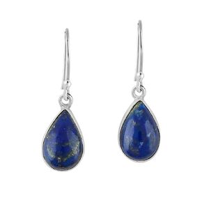 Natural Lapis Lazuli Crystal Earrings, 925 Sterling Silver Jewelry, Designer, Handmade, Birthstone, Elegant, Christmas Gift