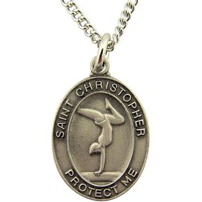 Athlete Protection Girls Gymnastics 1-inch Pewter Saint Christopher Sports Medal
