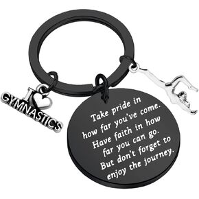 FUSTMW Gymnast Gift Gymnastics Keychain Inspirational Gifts Gymnast Jewelry Gymnastics Class Gift Birthday Jewelry for Teens