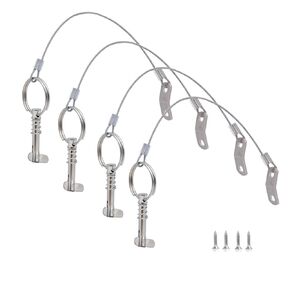 Stainless Steel 316 Marine Hardware Quick Release Pin Dia 1/4in w/Drop Cam & Spring - Lanyard Prevents Loss Bimini Top Pin with Free Fasterners