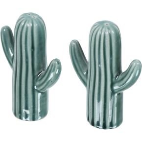 Salt & Pepper Shakers - Vintage Ceramic Salt & Pepper Shaker Set - Retro Farmhouse Home Decorative Jar Dispenser for Kitchen - Cactus Shaped (Set of 2)
