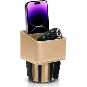 SUPERIOR ESSENTIALS Car Phone Holder & Key Storage Expander for Cupholder - Universal Size Phone Mount for Car - Elegant Design with Easy Installation - Effortless Charging Cell Phone Holder for Car