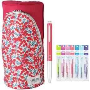 Sonic Sma-Sta Lilou, Standing Pen Case, Pentel i+ Pen Body + 7 Refills Bundle, Kawaii Makeup Bag, Pencil Pouch Converts Into Stand for Smartphone, Makeup, Art Supplies, and More (Polka-Dot)