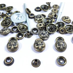 WETUFIN 15 Sets Leather Snap Buttons Set 16MM (0.63 inch) Bronze Snaps for Leather Snap and Fastener Kit Tool Snaps in Decorative Bull Style