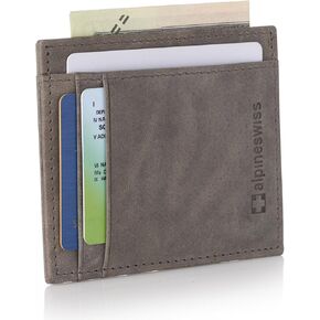 Alpine Swiss RFID Front Pocket Wallet ID Card Case Gray