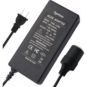 AC to DC Converter Quentacy 110V-220V to 12V 8A Cigarette Lighter Outlet Socket Wall Plug 96W Power Charger