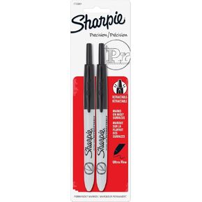 Sharpie 1735801 Sharpie Markers, Retractable, Ultra Fine, 2/PK, Black