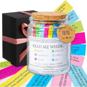 Bible Verse Jar, Read Me When Bible Verses Jar for Emotions and Feelings, Christian Gifts for Women, Graduation gift, Daily Motivational Scripture Prayer Hope Jar, Comes With A 48-inch Ribbon Bow.