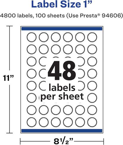 Avery Matte White Starburst Labels with Sure Feed, 1", 1,200 Matte White Printable Labels in Saudi Arabia