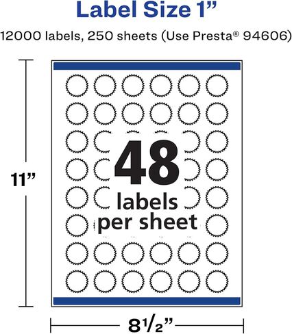 Avery Matte White Starburst Labels with Sure Feed, 1", 1,200 Matte White Printable Labels in Saudi Arabia