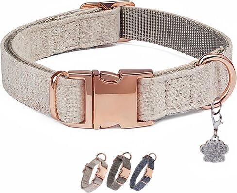 Elegance Dog Girl Collar Twil Cloth Collar!Stylish Dog Collar with Silver paw Charm Rose Gold Metal Buckle,Dog Collar Girl Comf Adjustable for Small to Medium Large Female Dogs (Brown Red, Small) in Saudi Arabia