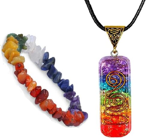 7 Chakra Bracelet And Necklace Set, Crystals Jewelry, Chakra Stones, Orgone Necklace For Protection Spiritual Meditation, Gift Set For Women, Bracelets For Men, Bracelet Charms, Mom Jewelry, Pendants in Saudi Arabia