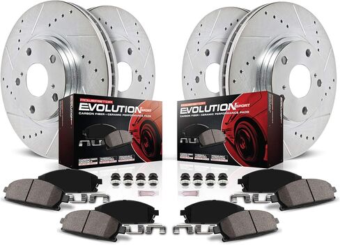 Power Stop K8046, Z23 Front and Rear Brake Kit-Drilled/Slotted Brake Rotors & Carbon Ceramic Brake Pads and 1 Front Sensor Wire in Saudi Arabia