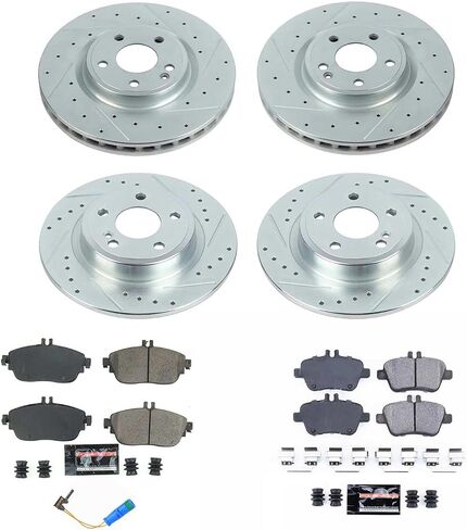 Power Stop K8046, Z23 Front and Rear Brake Kit-Drilled/Slotted Brake Rotors & Carbon Ceramic Brake Pads and 1 Front Sensor Wire in Saudi Arabia