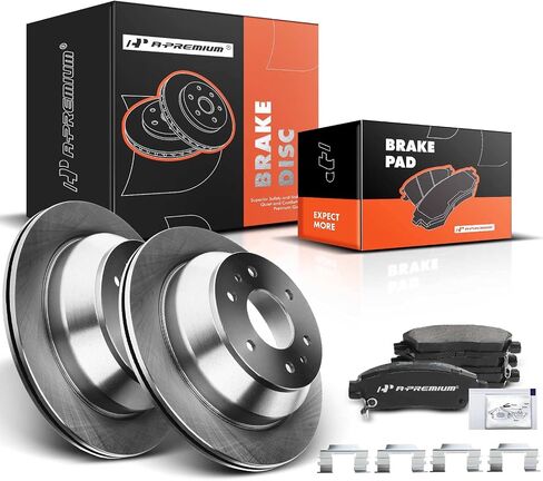 A-Premium 12.80 inch (325mm) Rear Vented Disc Brake Rotors + Ceramic Pads kit Compatible with Select Chevy, Buick, GMC, Isuzu, Oldsmobile and Saab Models - Envoy, 9-7x, Rainier, Trailblazer, Rainier in Saudi Arabia