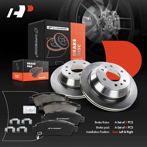 A-Premium 12.80 inch (325mm) Rear Vented Disc Brake Rotors + Ceramic Pads kit Compatible with Select Chevy, Buick, GMC, Isuzu, Oldsmobile and Saab Models - Envoy, 9-7x, Rainier, Trailblazer, Rainier in Saudi Arabia