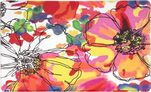 Rugshop Modern Bright Flowers Anti Fatigue Standing Mat 18" x 47" Cream in Saudi Arabia