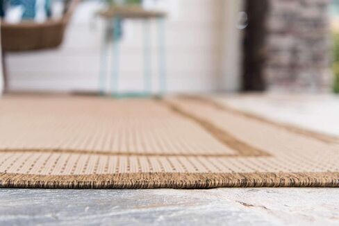 Unique Loom Outdoor Border Collection Area Rug - Border (2' 2" x 3' 1" Rectangle, Beige/ Brown) in Saudi Arabia