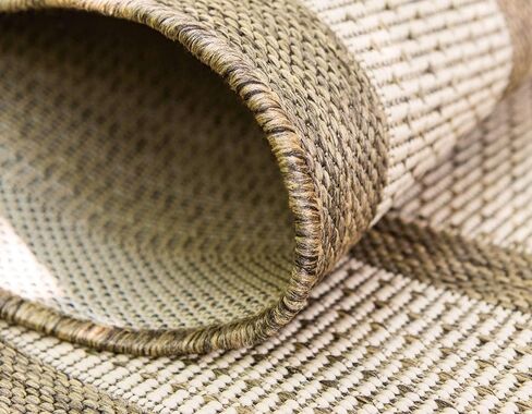 Unique Loom Outdoor Border Collection Area Rug - Border (2' 2" x 3' 1" Rectangle, Beige/ Brown) in Saudi Arabia