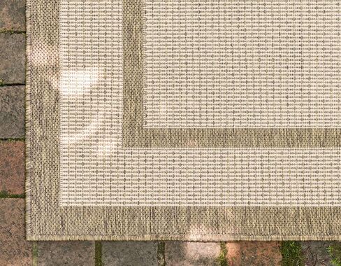 Unique Loom Outdoor Border Collection Area Rug - Border (2' 2" x 3' 1" Rectangle, Beige/ Brown) in Saudi Arabia