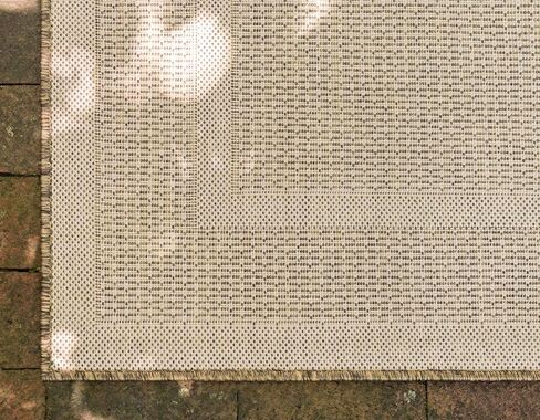 Unique Loom Outdoor Border Collection Area Rug - Border (2' 2" x 3' 1" Rectangle, Beige/ Brown) in Saudi Arabia