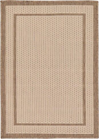 Unique Loom Outdoor Border Collection Area Rug - Border (2' 2" x 3' 1" Rectangle, Beige/ Brown) in Saudi Arabia