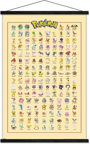 Trends International Pokémon - Kanto Grid Wall Poster, 22.375" x 34", Print and Black Hanger Bundle in Saudi Arabia