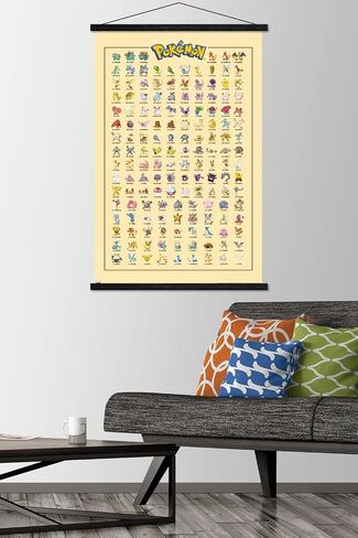 Trends International Pokémon - Kanto Grid Wall Poster, 22.375" x 34", Print and Black Hanger Bundle in Saudi Arabia