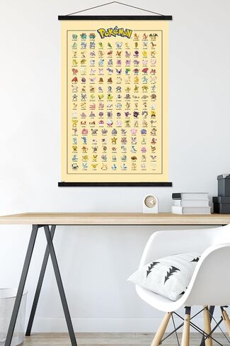 Trends International Pokémon - Kanto Grid Wall Poster, 22.375" x 34", Print and Black Hanger Bundle in Saudi Arabia